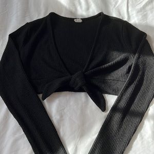 Black Tie Front Crop Top